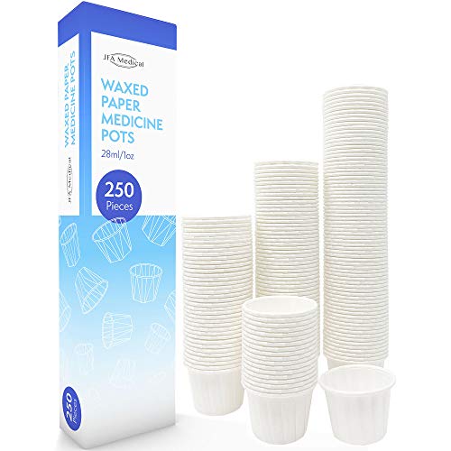Macetas de papel encerado para medicinas, ramekin, tazas de soufflé, tazas de porciones, ollas para salsa, 28 ml, paquete de 250 ml