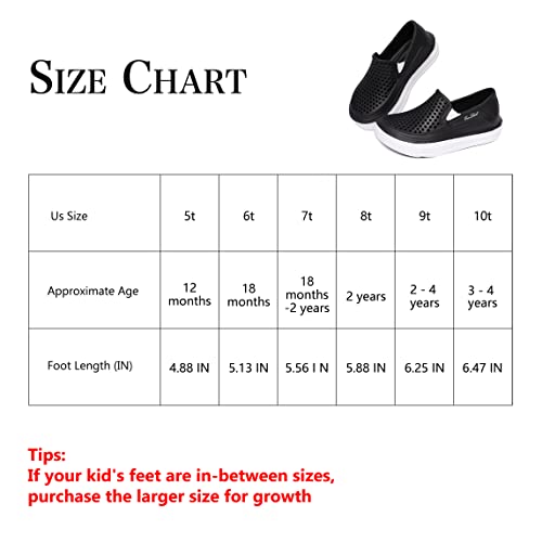 Eozlink Toddler Unisex-Child Garden Clogs Slip-On Water Shoe Slip On Breathable Sneaker For Toddlers Lightweight Close Toe Sandals Quick Dry Clog For Boys And Girls Beach Sandals (Black,7 #TOP5