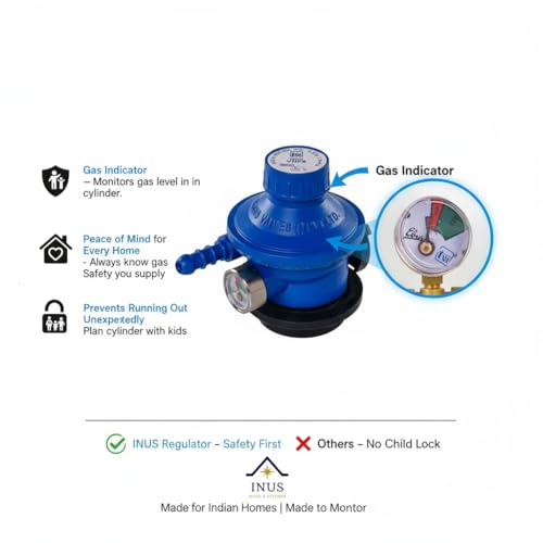 Image of INUS Combo of Easy Grip Metal Regular Lighters and Hose Pipe and Unique Regulator with Indicator from Imported Korean Zinc, Adjustable Combo of 3