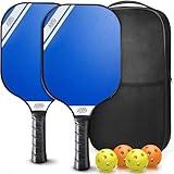 Aoneproduct - Juego de palas de pickleball, superficie de fibra de carbono aprobada por USAPA, juego de pickleball con 2 raquetas de pickleball, 4 pelotas de pickleball, 1 bolsa de transporte de