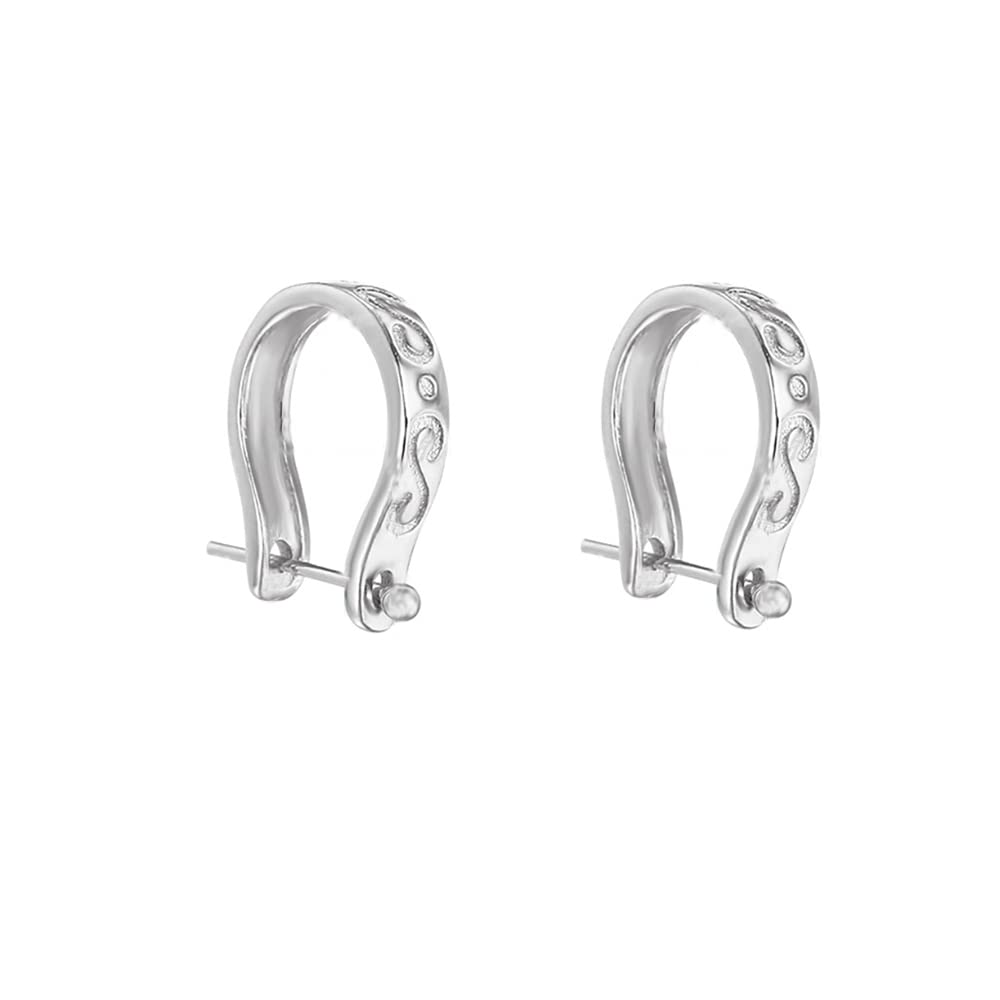 2pcs 925 Sterling Silver 13.5mm Pendant Bails with Ball Pin U Shape Charm Bead Pendant Connector for Necklace Jewelry DIY Craft Making