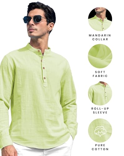 Image of Vida Loca Men Solid Cotton Blend Straight Kurta Shirt