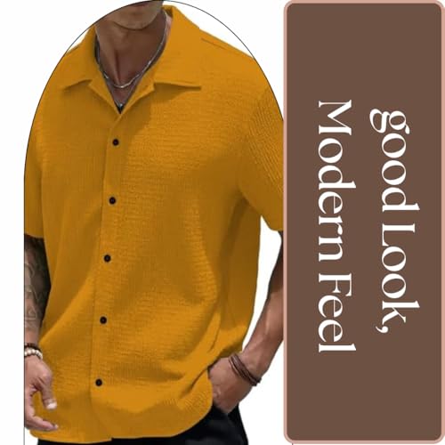 Image of COMBRAIDED Men's Slim Fit Half Sleeve Polycotton Casual Shirt - Solid Pattern, Hip Length