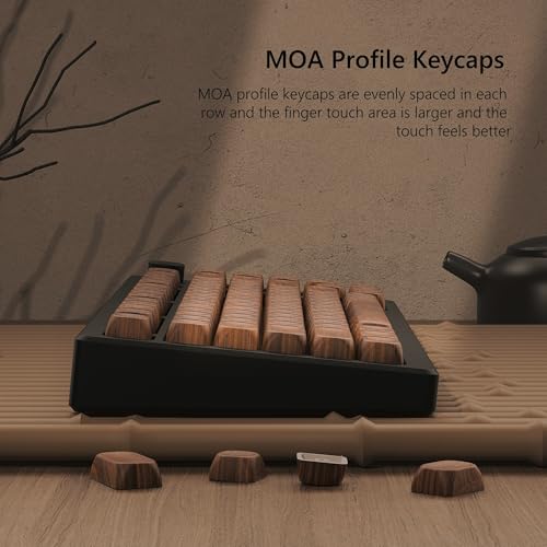 Image of Womier PBT Keycaps - MOA Keycaps for Mechanical Keyboard | 60 65 75 Percent, Wood Dye-Sublimation Japanese Custom Keyboard Key cap Set for Cherry MX, Walnut