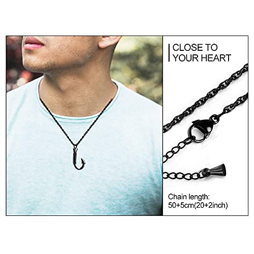 abooxiu Fishing Hook Urn Necklace for Ashes Fish Hook Stainless Steel Cremation Jewelry Memorial Pendant Keepsake for Men3