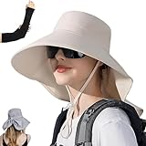Sombrero de Sol para Mujer, Gorra de Protección Solar UV UPF 50+ con Ala Ancha, Plegable, Agujero para Cola de Caballo y...
