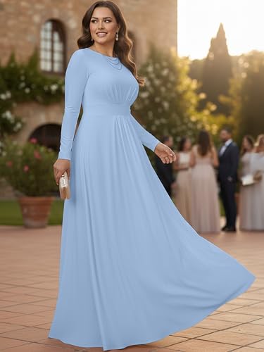 Image of KOH KOH Womens Long Sleeve Flowy Modest Elegant Evening Maxi Dress Gown