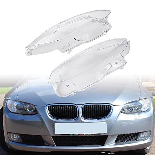 Anzios Left Right Headlight Covers Compatible for 2006-2009 BMW E92 E93 328i 328xi 335i 335xi 2-Door 08-12 M3 Headlamp Shell Transparent Lens, 63117182507 63117182518 63117182510