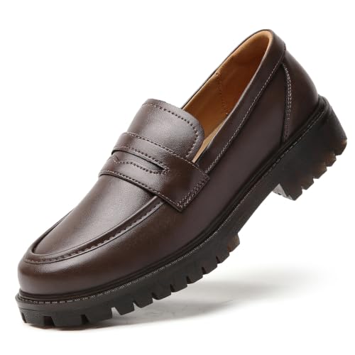 Image of Penny Loafers for Women Dressy Classic Leather Comfortable Non Slip Flats