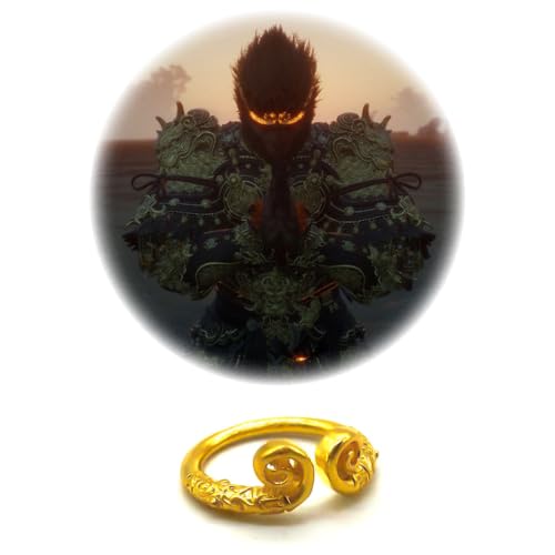 Image of AYWVRBST Wukong Tightening Curse Ring, Metal Ring, Theme Game Copy Ring, Festival Gift, Game Enthusiast Ring, Wukong Theme Ring (Golden)