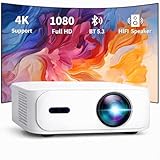 Boss Projector A5 Android 1080p Full HD Projector, 4000 Lumens LED, Auto Keystone & Auto Focus, Dual-Band WiFi & Bluetooth, Home Theater & Gaming Projector for Home & Office, White