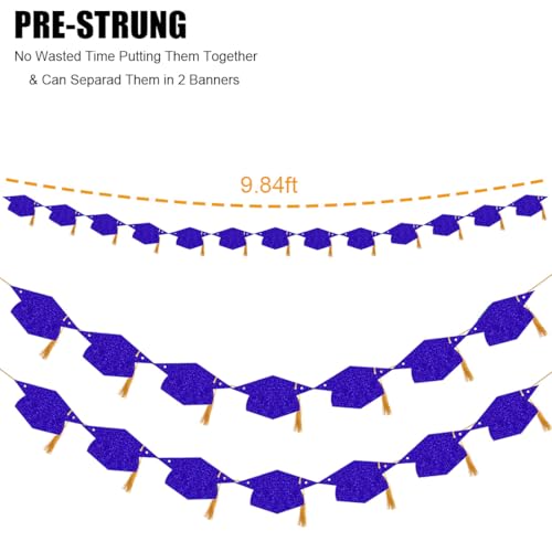 Image of Graduation Decorations Class of 2026 Glitter Pre-Strung Congrats Grad Graduation with Tassel Party Congratulations Banner Decor College High School Graduation Party Favors Purple