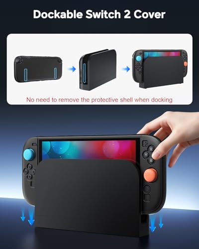 Image of Switch 2 Cover Case&Screen Protector, FYOUNG Dockable Shell for Nintendo 2 | Cute Case, 9H Tempered Glass, Thump Grip, Switch 2 PC Hard Protective Case, Split Design, Precise Cutouts, Slim Shockproof