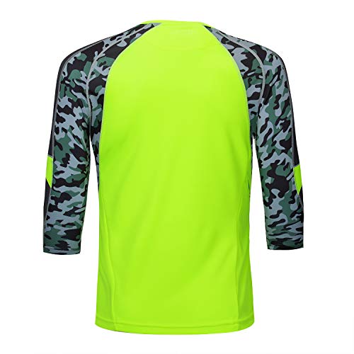 Bpbtti Men's Mountain Bike Jersey 3/4 Sleeve Downhill Mtb Shirts Loose Fitting Cycling Shirt Upf Bicycle Top (X-Large - Chest 42-44", Hi-Viz Yellow) #TOP2