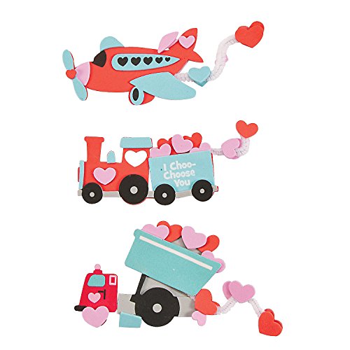 Valentine Transportation Magnet Craft Kit - Makes 12 - Valentine's Day Crafts for Kids and Fun Home Activities