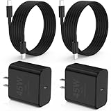 2x45W Type C Super Fast Charger Block and 10ft Android Phone Charger Cable Cord Long, USB C Wall Charging Plug for Samsung Galaxy S25/S24 Ultra/S23+/S22 Plus/S21/S20/Note 20/10/iPhone 17 16 15 Pro Max