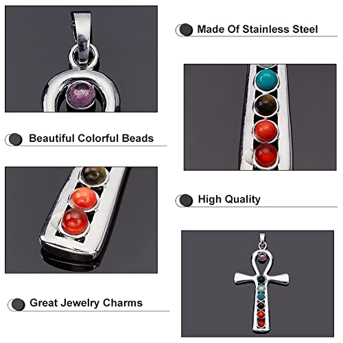 Ph Pandahall Cross Charms 7 Chakras Natural Quartz Gemstones Beads Pendant Charms Point Chakra Reiki - Ankh Cross Style For Easter Eid Mubarak Ramadan Decor Necklace Earring Bracelet Jewelry Making #TOP3