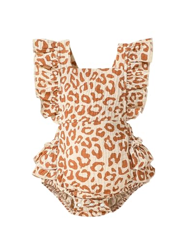 Image of aichilra Baby Girl Love Print Romper Infant Girl One-Piece Bodysuit Long Sleeve Ruffled Summer Clothes 0-24 Months