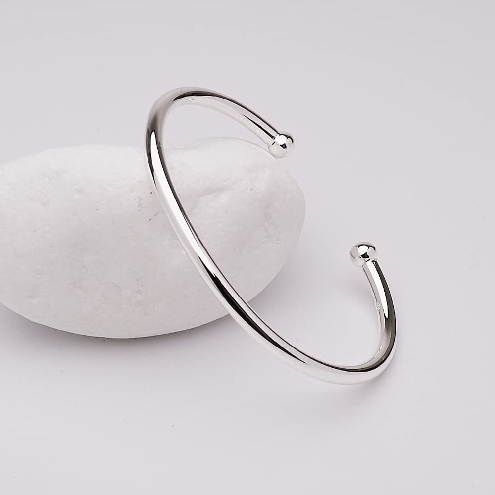 Treasure Bay Armreif für Herren und Damen, massives 925er-Sterlingsilber, Drehmoment-Armreif, Einheitsgröße, Silber