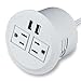 Desktop Power Grommet Power Outlet Socket Desk Data Center 2 Outlet with 2 USB Ports with 10 FT Extension Cord(White)
