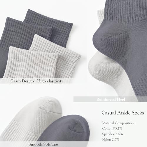 Men's Flat Knit Ankle Thin Socks (5-Pairs) - 95% Cotton Comfort Non-Binding Fit Everyday - Size Fit 6-124