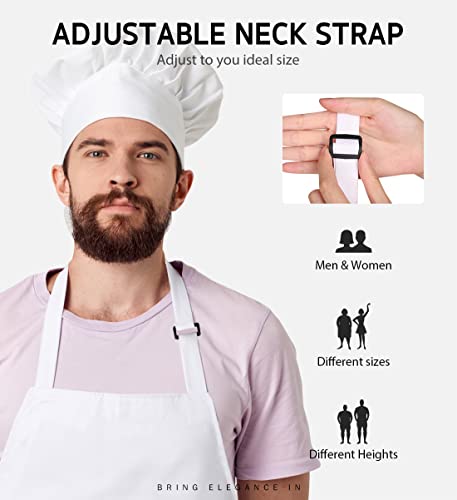 image for Syntus 2 Pack Adjustable Bib Apron Waterdrop Resistant with 2 Pockets 