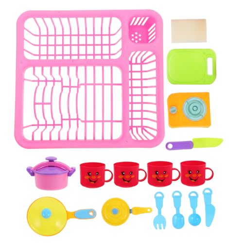 Vaguelly Realistic Boys and Girls Play Kitchen 16pc Dollhouse Cooking Toys Children's Kitchen Sink Pretend Play Cookware Educational Boys and Girls Cooking Sets