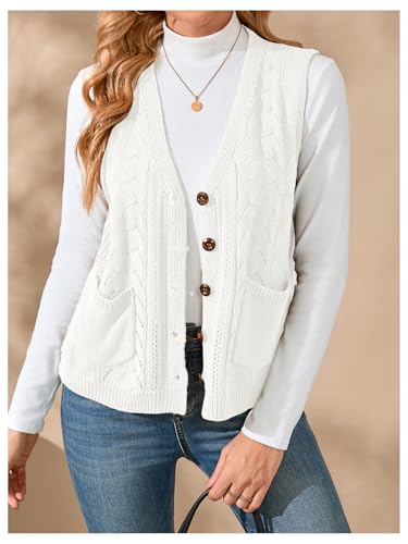 Image of Verdusa Women's Sweater Vest Tops For Women Trendy Sleeveless Button Down Cardigan Outwear