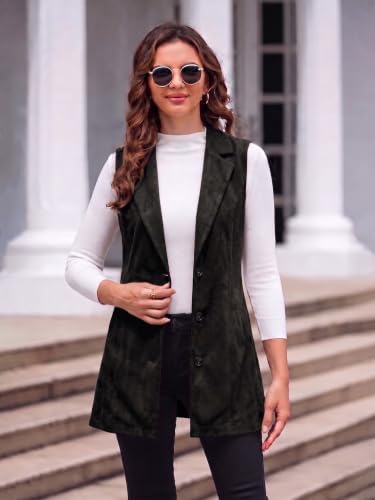 Image of IDEALSANXUN Plaid Vest for Women Fall Winter Sleeveless Blazer Jackets