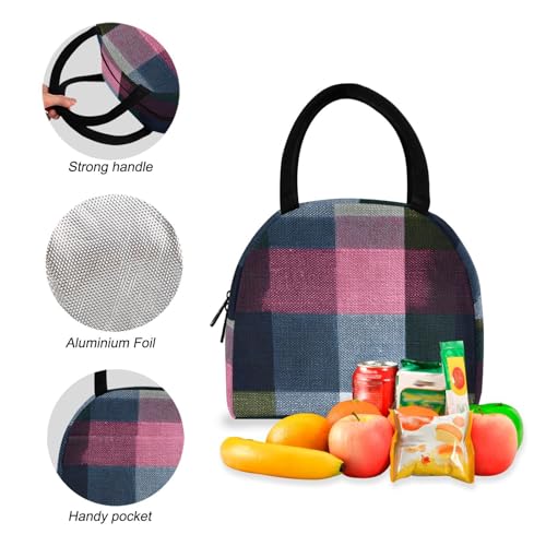 Colored Checkered Print Backpack Set with Lunch Bag, Large Capacity Travel Backpacks and Lunch Box Insulated for Commute Hiking Picnic4