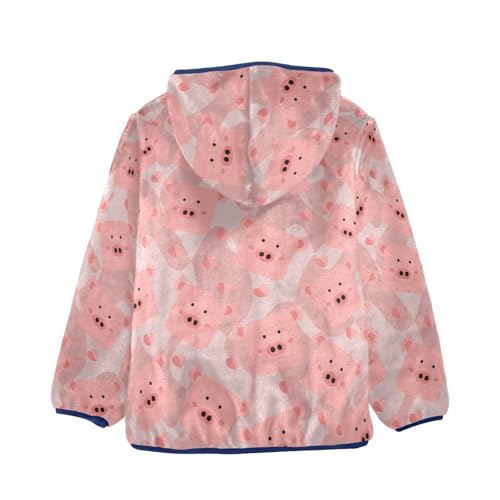 Cute Square Face Pig Girls Fleece Jacket Girls Fall Jacket Girls Zip Up Hoodie Girls Sherpa Jacket 2-10T2