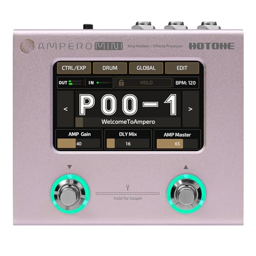 Image of Hotone Ampero Mini MP-50 PT Guitar Bass Amp Modeling IR Cabinets Simulation Multi Language Multi-Effects with Expression Pedal Stereo OTG USB Audio Interface (PURPLE TARO)