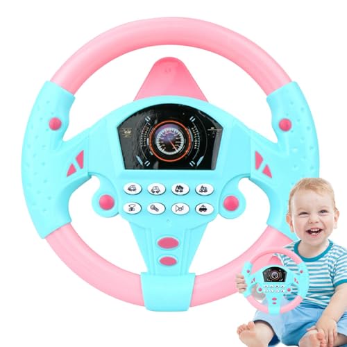 Rrlihjgu Volantes de Asiento de Coche,Volante de Juguete | Controlador de conducción simulado con Sonido Musical,Juguete eléctrico de Aprendizaje temprano, Volante Falso para niños y niñas
