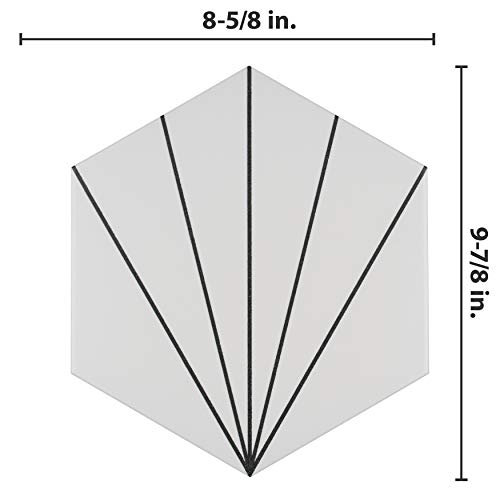 Somertile Aster Hex Blanco Encaustic 8-5/8" X 9-7/8" Porcelain Floor And Wall Tile #TOP3