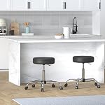 Amazon Basics Drafting Spa Bar Stool with Wheels, Height Adjustable Swivel, Black, 22.05" D x 22.83" W x 19.88" H