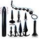 Sadodo 10 Stück Vibrator Anal Plugs Set für Frauen & Männer Sex Spielzeug Anal Massage Vibratoren für Silikon Anal Dildo Butt Plug Buttplug Anfänger Set Analkette Geschenk für Paare (Schwarz 10)