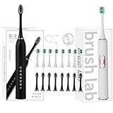 JIMBOBO 2 Pack Sonic Electric Toothbrush for Adults and Kids, with 16 Brush Heads, 9 Adjustable Modes, 2-Minute Smart Timer,Fast Charge for 60 Days,IPX7 Waterproof Tooth Brush (M6_White,X3_Black)