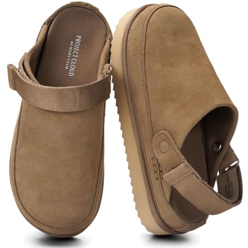 100% Genuine Leather Platform Mule Clogs for Women - Fall...