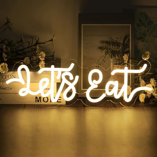 Let's Eat Neon Sign Dimmable Neon Signs for Wall Decor