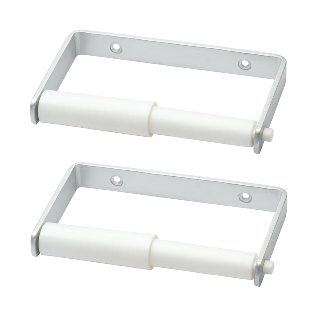 Merriway® BH08175 Toilet Roll Holders, Aluminium, with White Roller Insert (Pack of 2)