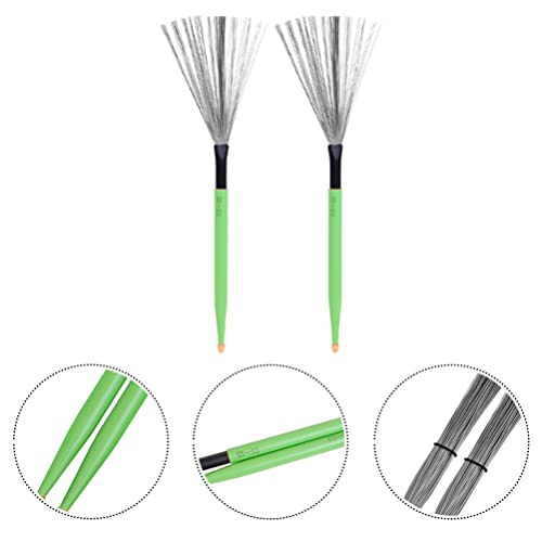 Vaguelly 1 par de brochas de tambor de acero al carbono con mango para tambores jazz, palillos retráctiles para mayor volumen y articulación, diseño compacto para almacenamiento fácil miniatura 5