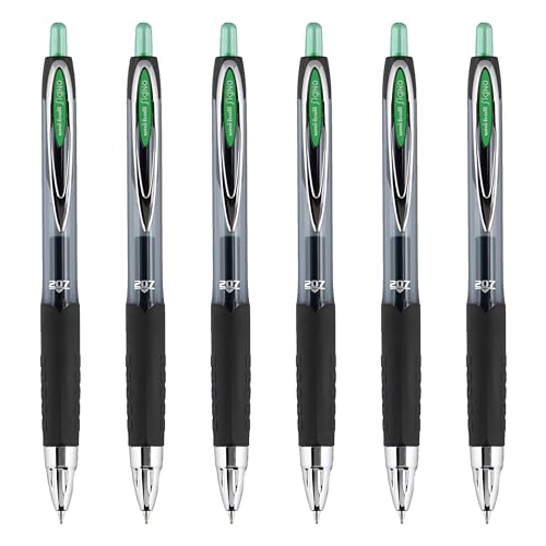 Image of uniball 207 Retractable Gel Pen, Medium Point (0.7mm), Green Ink, 6 Pens
