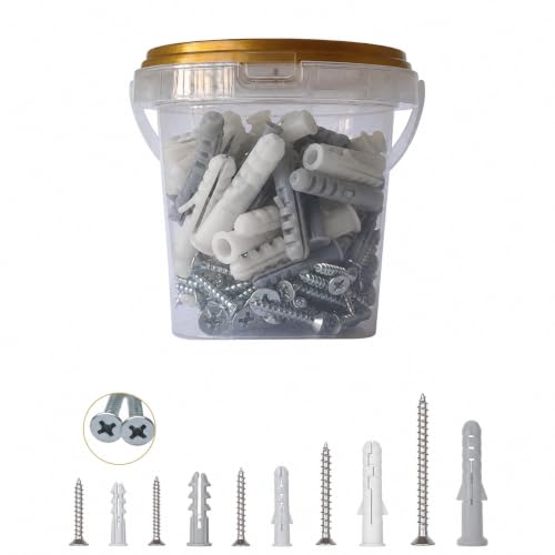 MAX-EMA Wall Anchors And Screws Set For Drywall 150 Pcs Self Tapping Screws And Heavy Duty Wall Plugs Kit Star Head Screws And Plastic Anchors For Hollow And Plaster Diy And Hardware Use
