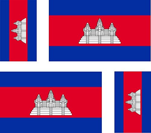 Akachafactory 4 x Autocollant Sticker Voiture Moto Valise pc Portable Drapeau Cambodge cambodg