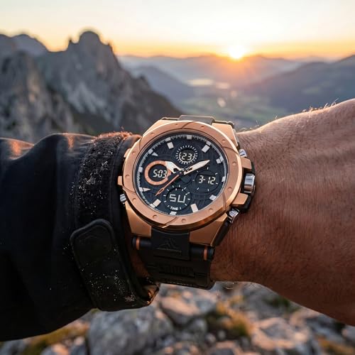 Image of V2A Stryke-VOLTRIX 5130 Analog-Digital Sports Watch for Men | Layered Dial Design | Bold Urban Performance Watch with 50M Water Resistance, Alarm, Stopwatch, Day-Date & Backlight