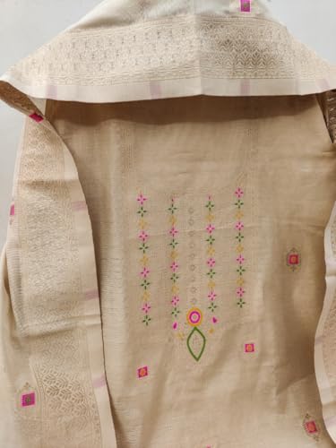 Image of Chanderi Suit Vol 5 | Pure Chanderi Banarasi Silk (3m) | Soft Cotton Bottom (2.5m) | Woven Chanderi Banarasi Silk Dupatta (2.3m) with Tassels, Unstitched Material, Fits up to 60 inch, Length 48