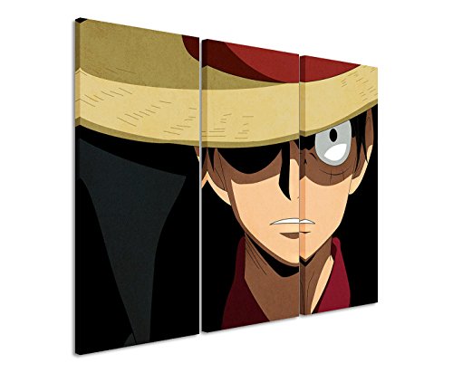 Leinwandbild 3 teilig One_Piece_Luffy_Face_3x90x40cm (Gesamt 120x90cm) _Ausführung schöner Kunstdruck auf echter Leinwand als Wandbild auf Keilrahmen Leinwandbild 3 teilig One_Piece_Luffy_Face_3x90x40cm (Gesamt 120x90cm) _Ausführung schöner Kunstdruck auf echter Leinwand als Wandbild auf Keilrahmen