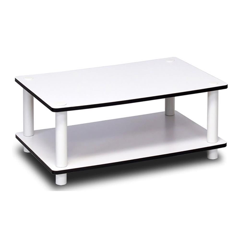 Furinno Just 2-Tier No Tools Fernsehstand, TV-Ständer, Couchtisch, Weiß, 59.9 (Breite) x 22.4 (Höhe) x 39.6 (Tiefe) cm