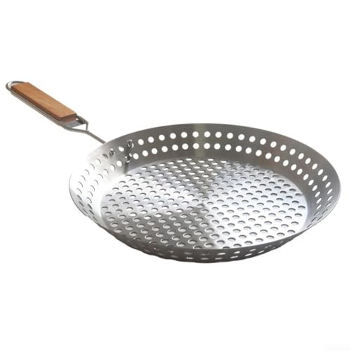 JGmotorfi Parrilla portátil de acero inoxidable al aire libre, para exteriores, cocinas domésticas, fácil de transportar, fácil de limpiar, con redondo plano desmontable, agarre seguro