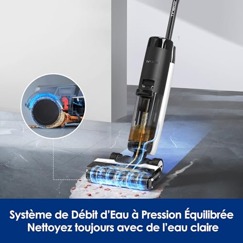 Tineco Floor One S7 Pro Series Aspirateur Laveur Sec Et Humide Intelligent sans Fil pour Sols Durs, Écran Digital LED, Grande Autonomie, Parfait pour Les Tâches Tenaces et Les Poils